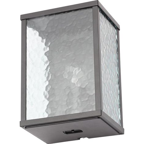 Litecraft Acton Wall Light Outdoor Box Lantern With Frosted Glass Panels - Black (1/5)