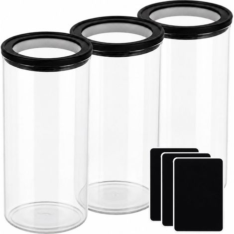 Lot de 3 bocaux de conservation ronds 18 x 10 cm hermétiques pour aliments cuisine design moderne en verre transparent (1/3)