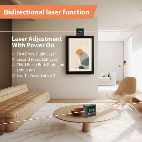 Rapporteur Numérique Laser – Inclinomètre Magnétique Écran LCD 2 Côtés (1/4)