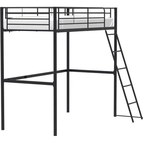 Eliot Hochbett aus Schwarz Metall 90 x 190 cm mit Lattenrost - KEINE