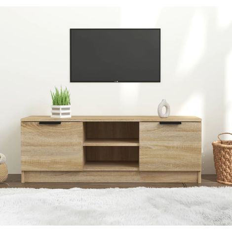 Meuble TV - Armoire de TV  Banc TV  pour Salon Chêne sonoma 102x35x36,5 cm Bois d'ingénierie -FR70601 (1/5)