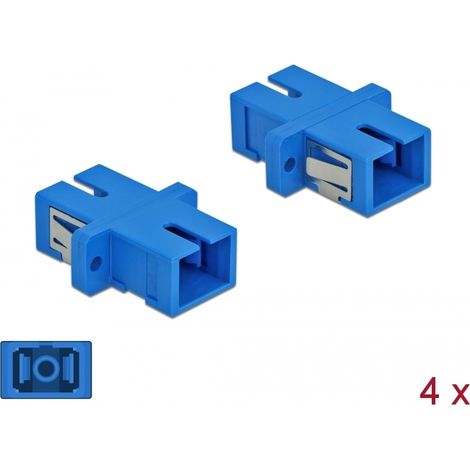 Delock Acoplador de Fibra Ãptica SC Simplex hembra a SC Simplex hembra Monomodo 4 piezas azul