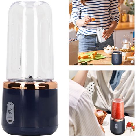 Tasse à jus portable rechargeable et compacte pour la maison, idéale pour les étudiants, entièrement automatique et multifonctionnelle, bleue, six lames/un seul couvercle. (1/5)