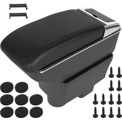 Bracciolo con vano portaoggetti in ecopelle nera per Skoda Roomster 05-15 + kit di installazione (1/2)
