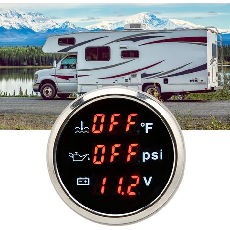Indicatore digitale di temperatura dell'acqua 3 in 1, 52 mm, preciso, alimentazione DC 9-32V, per camper, yacht, barche, navi, auto e moto. (1/5)
