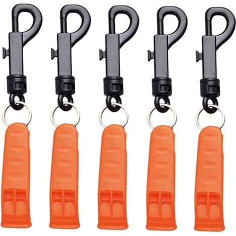 SHINING HOUSE 5 Pièces sifflet d'urgence sifflet randonnée accessoires pour kayaks sifflet de kayak sifflet de survie sifflet de premiers secours sifflet avec crochet Extérieur (1/4)