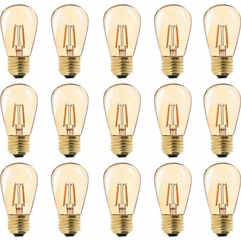 LED E27 Vintage Ampoule, ST45 Faciles à 1W=10W Ampoules à Incandescence, Super Blanc Chaud 2200 K E27 Medium Base Ampoule Lampe de Chevet, Doré en Verre, Non Dimable, Lot de 15 [Classe énergétique G] (1/4)