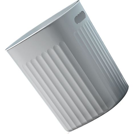 Poubelle Grande Capacité Rayures Verticales Poignée Portable Découverte PP Poubelle Poubelle pour Cuisine Salon Silencieux Gris Moyen (1/5)