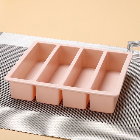 1 cube en silicone à grille 4 cases, forme carrée, rose, à monter soi-même (1/5)