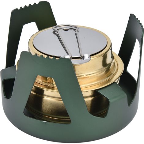 Réchaud de camping portable coupe-vent à vaporisation d'alcool à liquide avec support pour le camping en plein air (vert) (1/5)