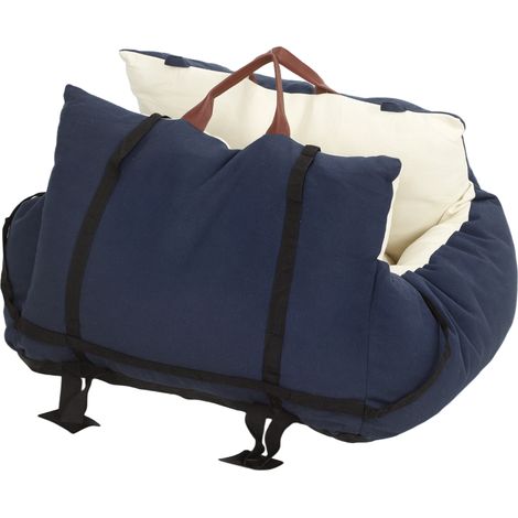 Siège auto pour chien avec ceinture de sécurité et fixation siège de voiture pour chien rembourré 49x53x36cm bleu marine