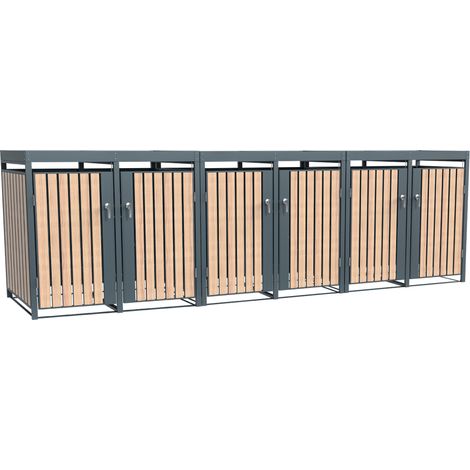 Westmann Metall Mülltonnenbox Planta 6x240 L Mülltonnenbox mit Pflanzdach 84x396x124 cm (1/5)