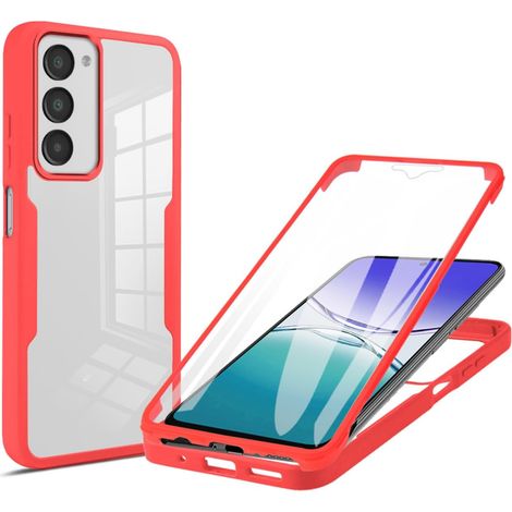 Coque pour Xiaomi Redmi 15 4G/5G avec Protection D'écran, Étui Avant et Arrière 360 Degres Antichoc Housse, Antirayures Robuste Bumper Transparente Case, Rouge (1/5)