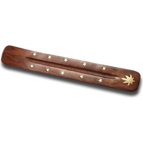 Soporte de madera para varitas de incienso en forma de estrella.