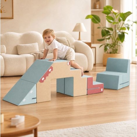 Blocs en mousse pour bébé avec housses amovibles, set d'escalade intérieur multicolore DESVIAE (1/5)