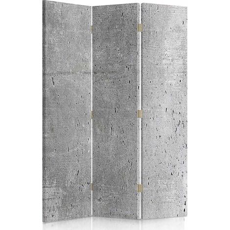 Paravent Effet Béton Design 4 Volets pour Intérieur Moderne - 110 x 180 cm - 1 face déco, 1 face noir (1/5)