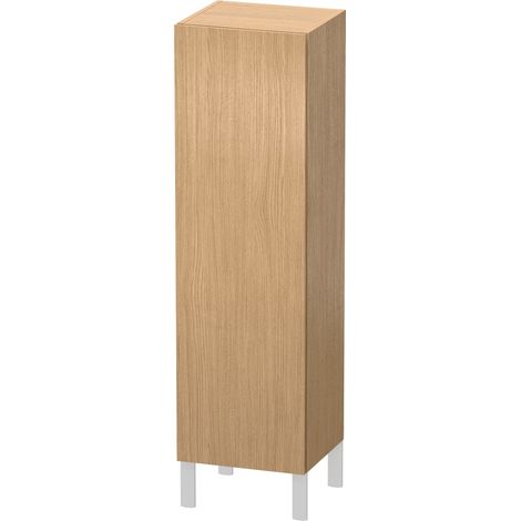 Mobile alto Duravit L-Cube Armadio alto singolo 1 anta, 2 ripiani in vetro, 1 ripiano in legno, battuta a destra, altezza min. 901 mm - max. 1320 mm, larghezza min. 250 mm - max. 500 mm, profondità min. 200 mm - max. 363 mm, colorazione: Rovere europeo Decorazione quercia - LC1190R5252 (1/4)