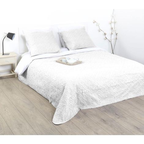 Atmosphera – Parure de lit 240x260cm – 2 taies assorties 60x60cm – 100% polyester – Motif arabesque – Lavable à 30° – Couleur ivoire (1/4)