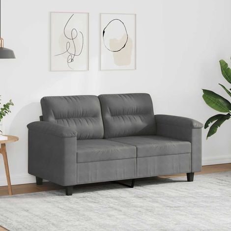 Canapé à 2 places Gris foncé 120 cm Tissu microfibre (1/5)
