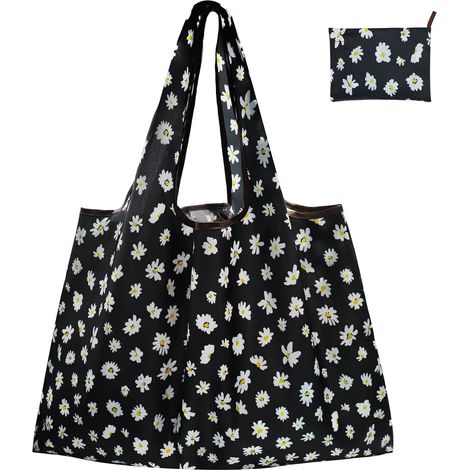 Sac Pliable Courses Poche Grande,Sac à Provisions Cabas Réutilisable, Sac Shopping Pliable Pochette Tissu, Sac Grocery Bandoulière pour Extérieur Voyage, 56 X 67 cm (1/5)