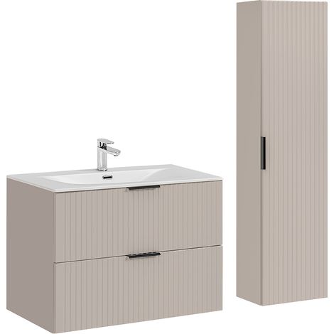 Badmöbel Set mit 80cm Waschtisch, 2-teilig, in Beige, ADELAIDE-56-CASHMERE (1/5)