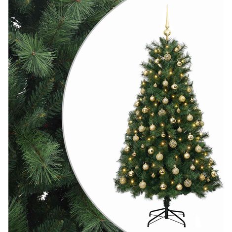 Albero di Natale artificiale con rami snodati e palline 150 cm vidaXL (1/5)