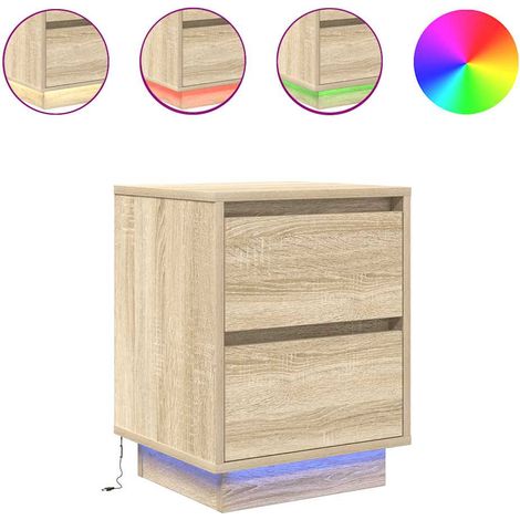 Maison Exclusive - Nachttische mit LED-Leuchten 2 Stk. Sonoma-Eic