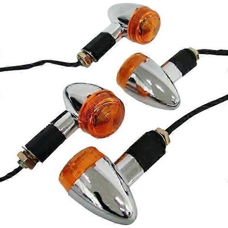 Clignotants chromés avant et arrière pour moto chopper (4 pièces)