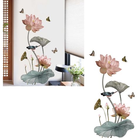 Stickers muraux auto adhésifs motif lotus décoration pour salon et chambre 1 pièce (1/5)