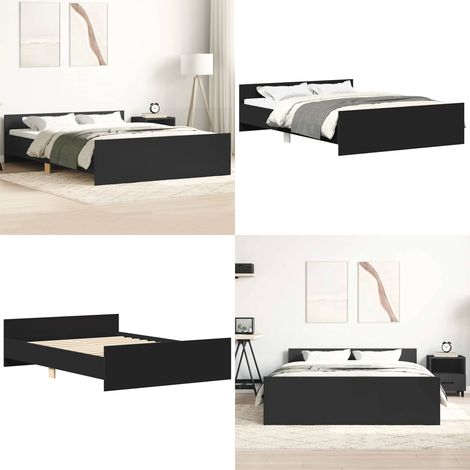 Bettgestell mit Kopf- und Fußteil Schwarz 120x200 cm - Bettes Gestell - Holzbettrahmen - Massivholzbette - Schwarzes Bett - Single Bett - Home & Living (1/5)