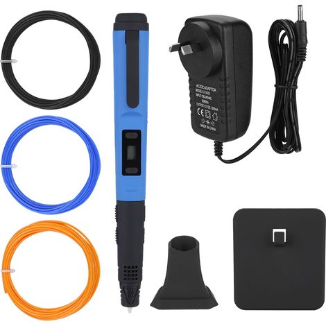 Stylo 3D imprimante filament ABS&PLA rechargeable bleu, kit dessin modelage outil, prise AU 110-240V (1/5)