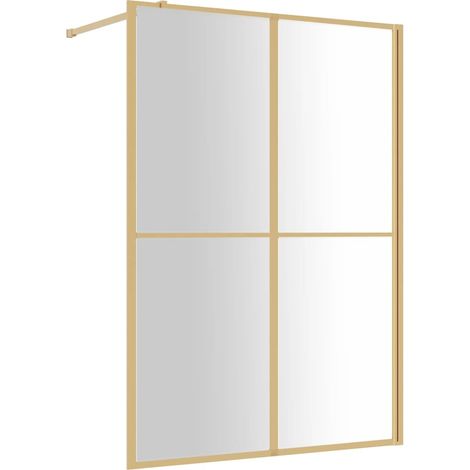 Walk-in Shower Wall with Clear ESG Glass Gold 140x195 cm vidaXL