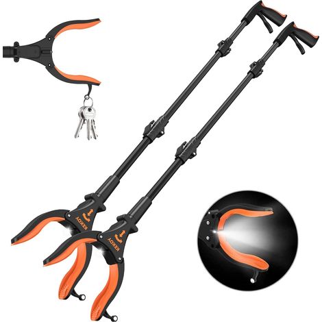 2 Pkg Folding Lightweight Pick Up Pliers with Lighthouse, 82 cm, Orange 360 Degree Rotating Jaw Gripper for Elderly Pick Up Without Bending Down with Magnet (1/5)