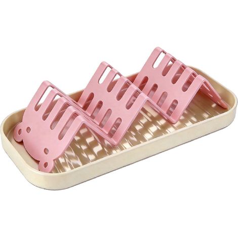 Porte-savon de douche amovible en acier au carbone, avec porte-éponge et porte-savon pour évier de cuisine (rose). (1/5)