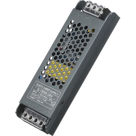 Adaptador de corriente ultradelgado para tiras LED, transformador de CA 190V-240V a CC 24V 6.26A 150W, convertidor de potencia conmutada para uso en interiores.