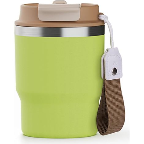Mug Isotherme 350ml Vert Clair, Tasse de Voyage en Acier Inoxydable avec Couvercle Étanche, Gobelet Café Thé Chaud ou Froid, Tasse Portable à Double Paroi pour Bureau et Déplacement (1/5)