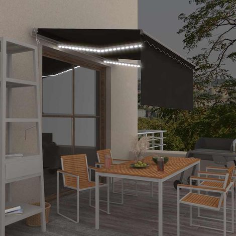 Auvent automatique capteur de vent et LED - Auvent de jardin Soleil imperméable 3,5x2,5 m Anthracite BV286152 - BonneVie (1/5)