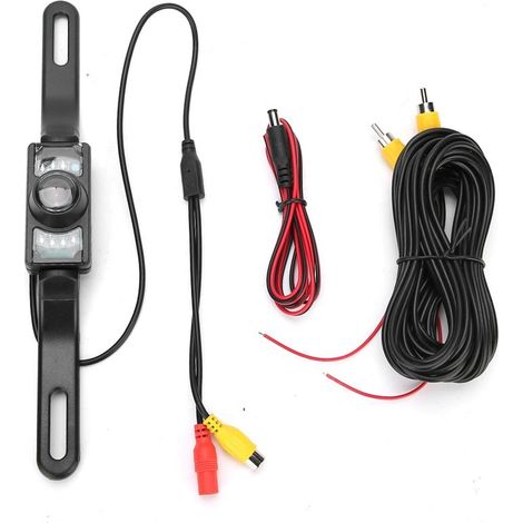 Caméra de recul à Vision nocturne infrarouge HD 140 °, moniteur pour cadre de plaque d'immatriculation longue (1/5)