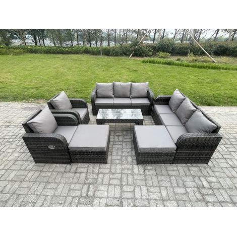 Fimous Ensemble de Meubles de Jardin avec Table basse rectangulaire Chaise inclinable 2 Grand tabourets (1/5)