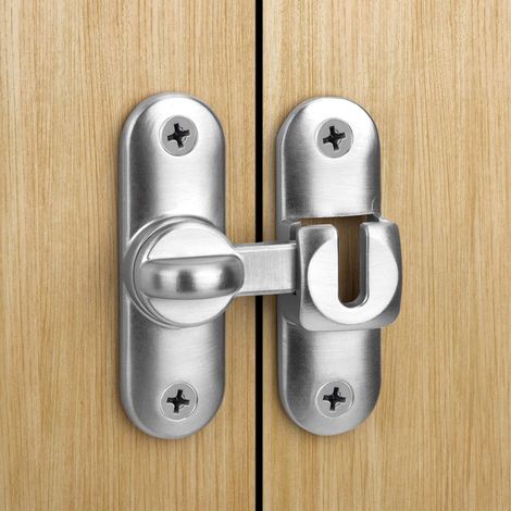 Shine Home Serrure de porte coulissante , verrou de porte pour portes coulissantes, 90/180 degrés, serrure de verrouillage pour porte coulissante, jardin, cuisine, fenêtre, argent