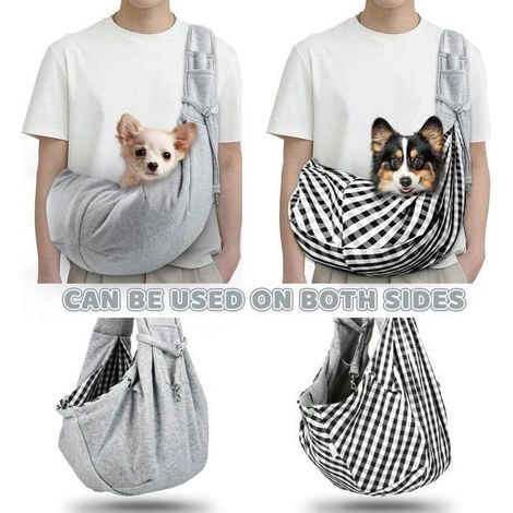 Sac de Transport pour Chien Chat Sac Ventral Chien Sac Portage Chien Portable Réglable Respirant Grey avec Serviette de Bain pour Pe (1/4)