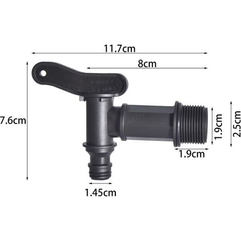 Robinet Cuve 1000l Plastique 3/4'' pour Recuperateur Eau de Pluie, Adaptateur de Boîte de Rangement d'eau IBC avec Joint Contre-Ecrou et Raccord de Robinet (2 Pcs) (1/3)