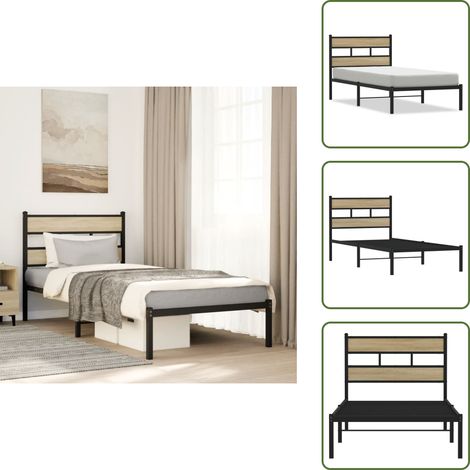 Letto con base a doghe - vidaXL Giroletto senza Materaso in Metallo Rovere Sonoma 100x200 cm - Letto in ferro