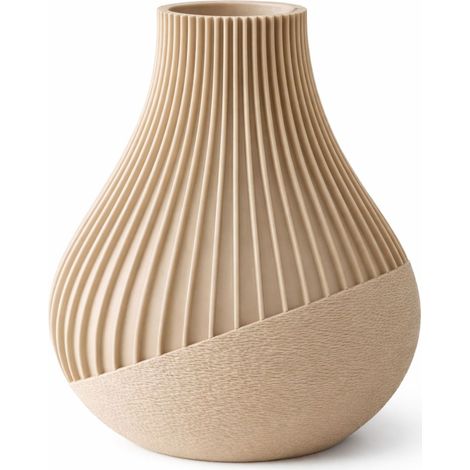 Vaso decorativo beige, scanalato, stile moderno giapponese