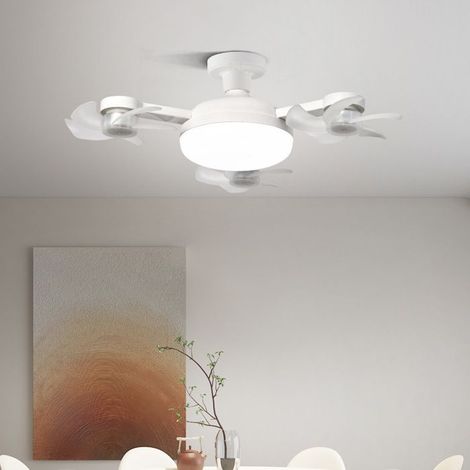 Ventilateur Drone 2-en-1 avec télécommande, ampoule LED 50W E27, 3 modes de couleur et 3 vitesses, grand débit d'air, angle (1/5)