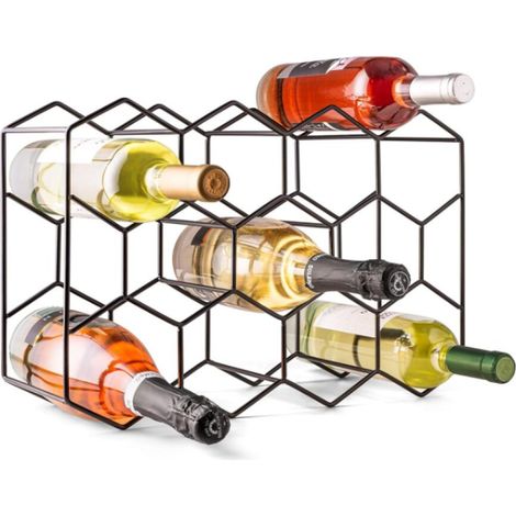 Rangement Bouteille Posable - Petit Casier à Vin Noir Moderne Autoportant -Porte Bouteilles à 3 Niveaux pour Armoire, Garde-Manger, Cave à Vin (1/5)