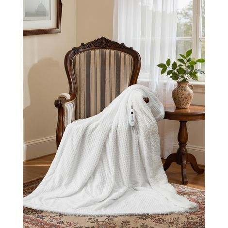 Couverture Chauffante Double Face En Flanelle - Arrêt Auto 10h, 6 Niveaux, 180x130 cm, Lavable (1/5)
