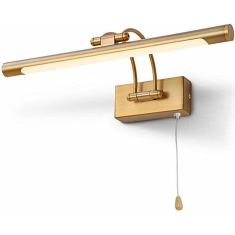 Applique Murale Salle de Bain LED 8W IP44 - Laiton avec Interrupteur 40cm 3000K - Réglable pour Tableaux/Vitrines