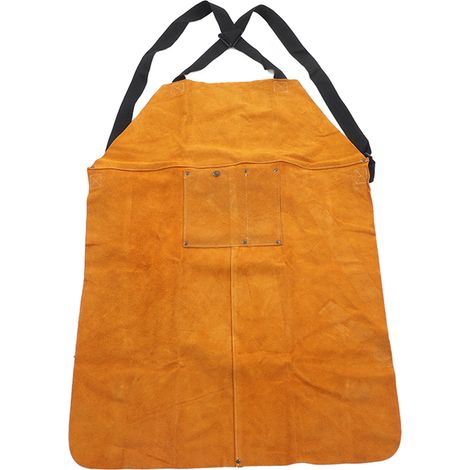 Tablier de soudage en cuir, avec bretelles réglables, résistant aux éclaboussures, ignifugé, adapté aux opérations de soudage et de découpe. (1/5)