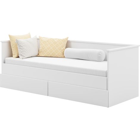 Lit extensible gigogne 80x200 avec rangements HELA – 2 couchages + matelas inclus (1/5)